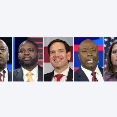 This combination photo shows the shortlist of vice presidential contenders former President Donald Trump has selected as he prepares to announce his pick in the days before, or perhaps at, next month's Republican National Convention. Pictured from left are North Dakota Gov. Doug Burgum, Ben Carson, former U.S. Secretary of Housing and Urban Development, Rep. Byron Donalds, R-Fla., Sen. Marco Rubio, R-Fla., Sen. Tim Scott, R-S.C., Rep. Elise Stefanik, R-N.Y., and Sen. J.D. Vance, R-Ohio. (AP Photo)